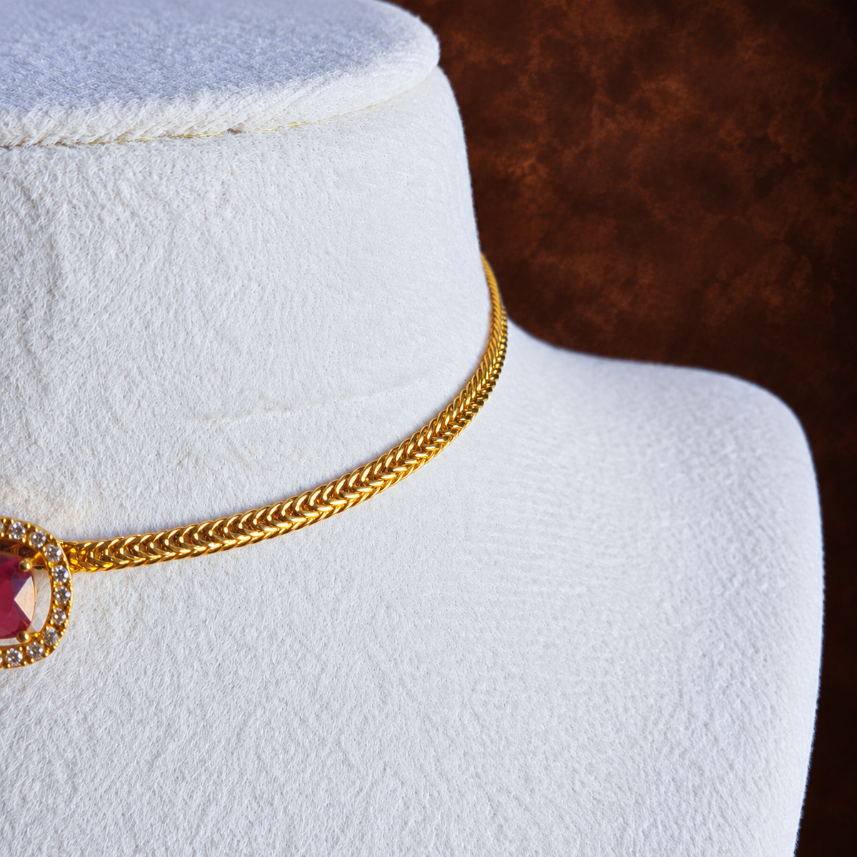 Ruby Square Stone Choker Set