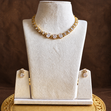 CZ Crystal Gold-Toned Necklace Set