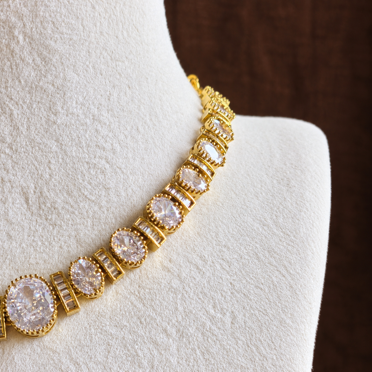 CZ Crystal Gold-Toned Necklace Set
