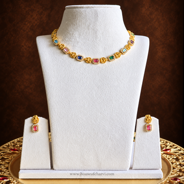 Lakshmi with Multicolour Stone Necklace Set