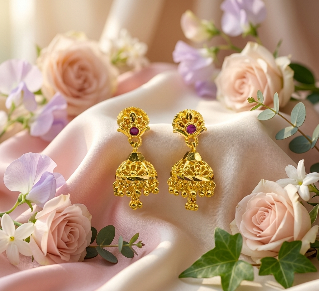 Baby Ruby Lotus Jhumkas for Kids/Girls