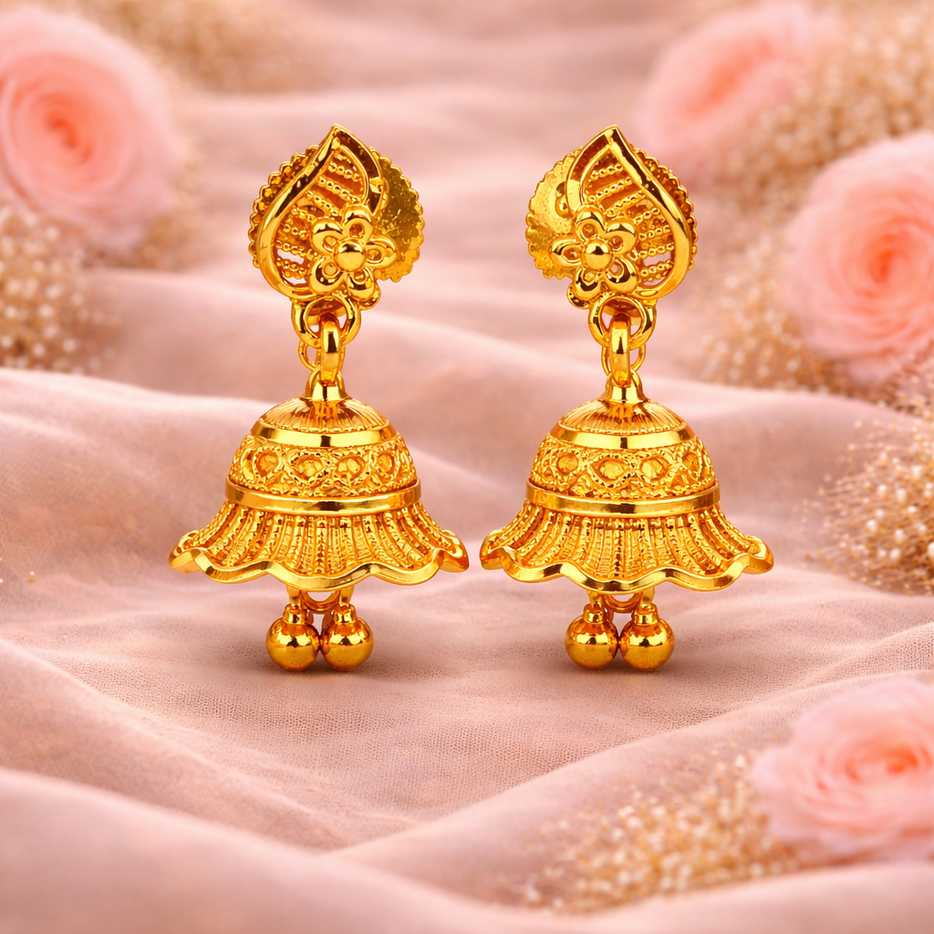 Golden Umbrella Jhumka Earrings ( Small )