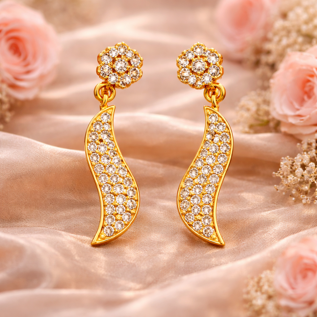 Crystal Leaf Drop AD Earrings