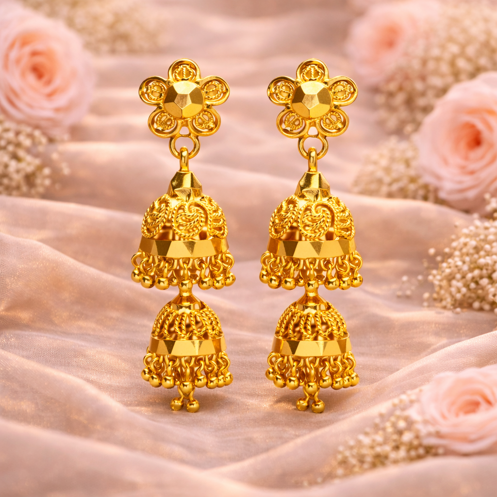 Double Tier Microgold Plated Jhumka
