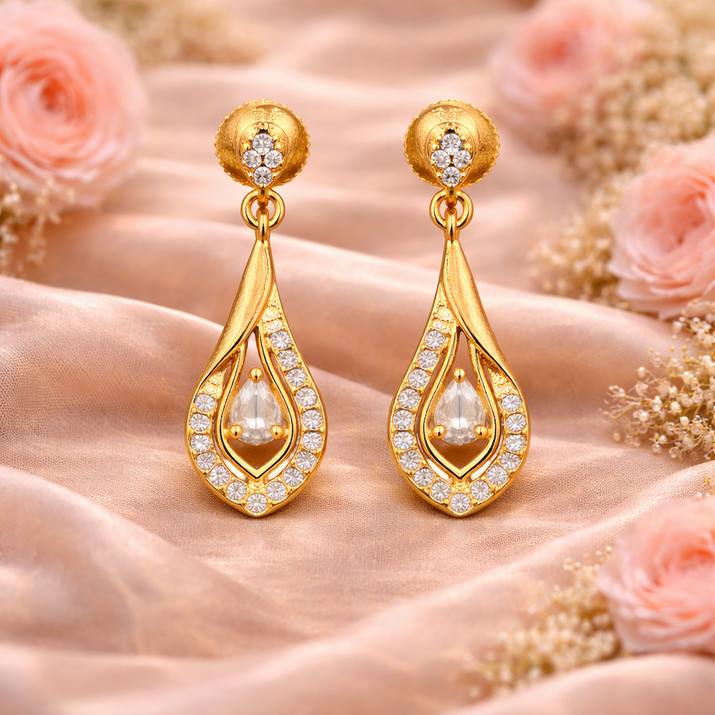 Golden Teardrop Elegance Earrings
