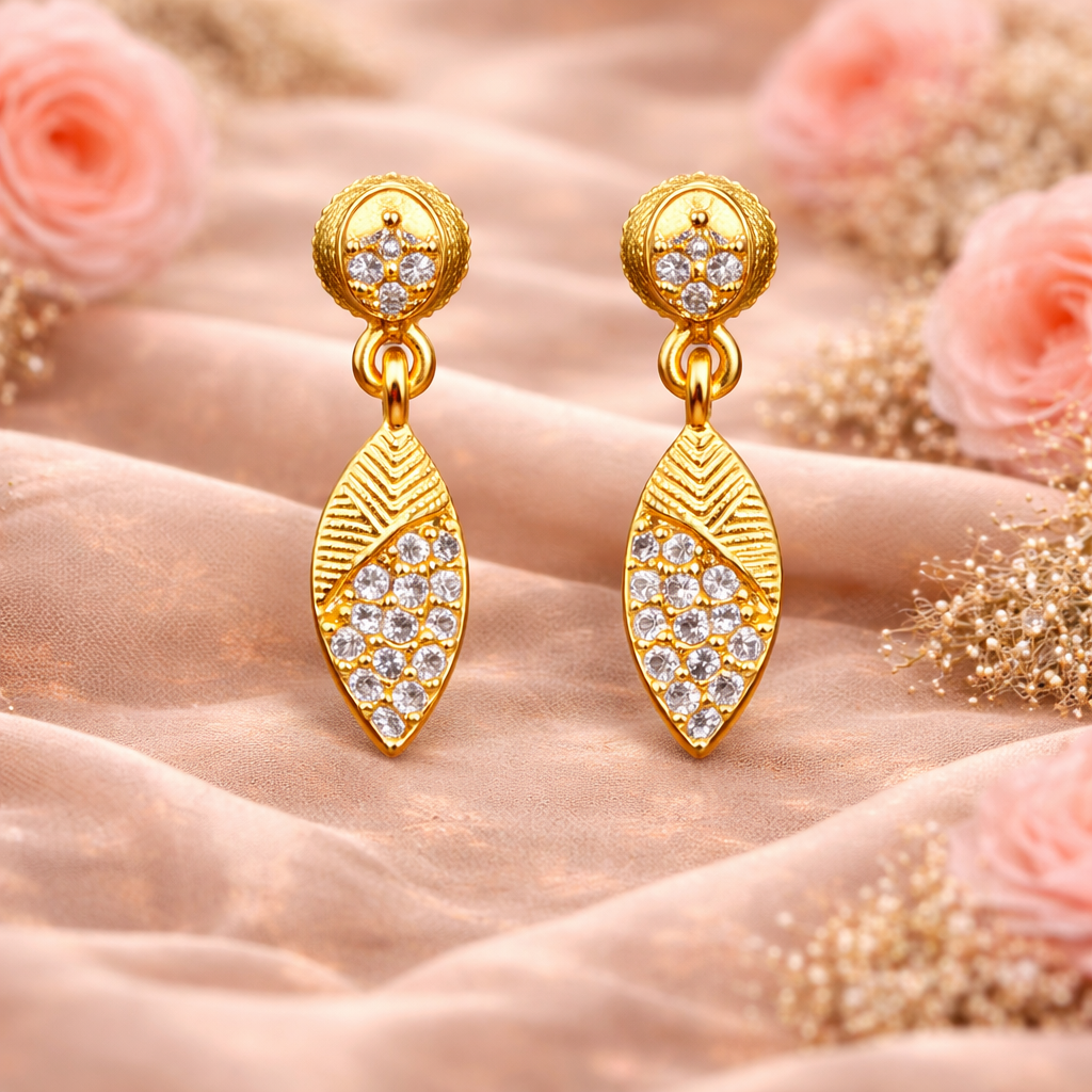 Golden Petal Drop Earrings