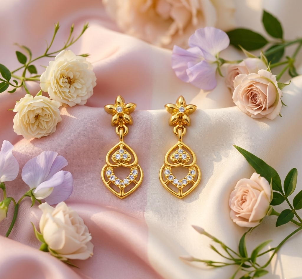 Floral Heart Drop Earrings