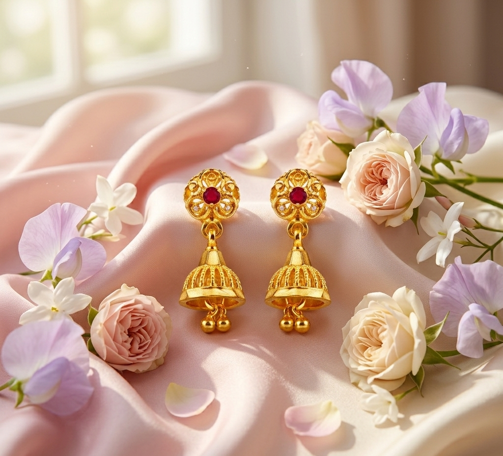 Baby Ruby Floral Jhumka for Kids/Girls