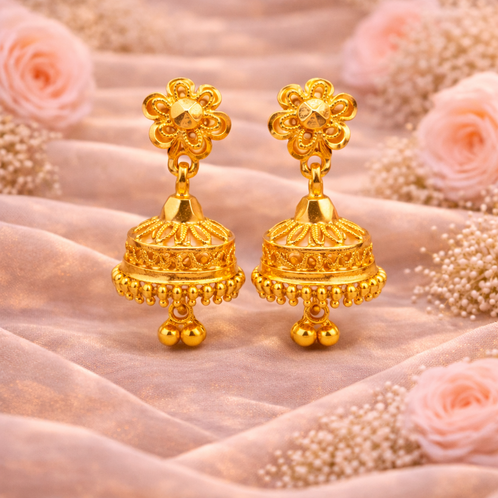 Baby Classic Gold Filigree Jhumka for Kids/Girls