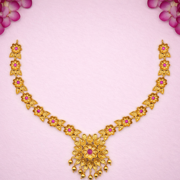 Ruby Floral Antique Necklace Set