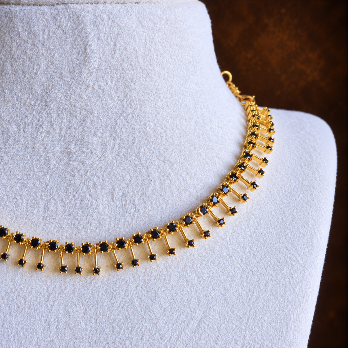 Black Stone Tennis Necklace Set