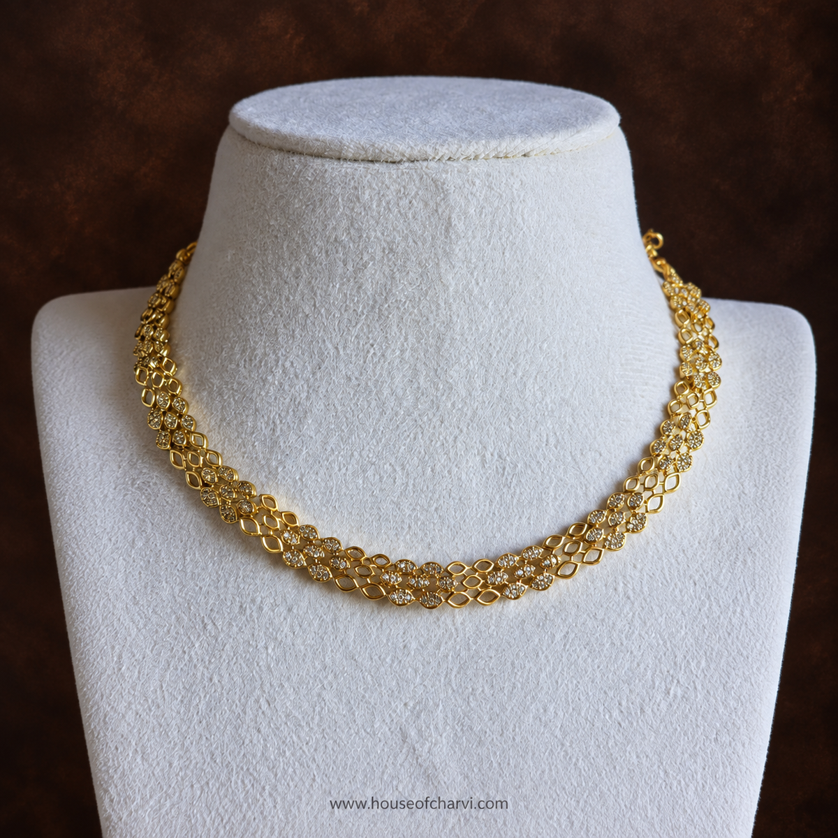 Golden Floral Link Necklace Set