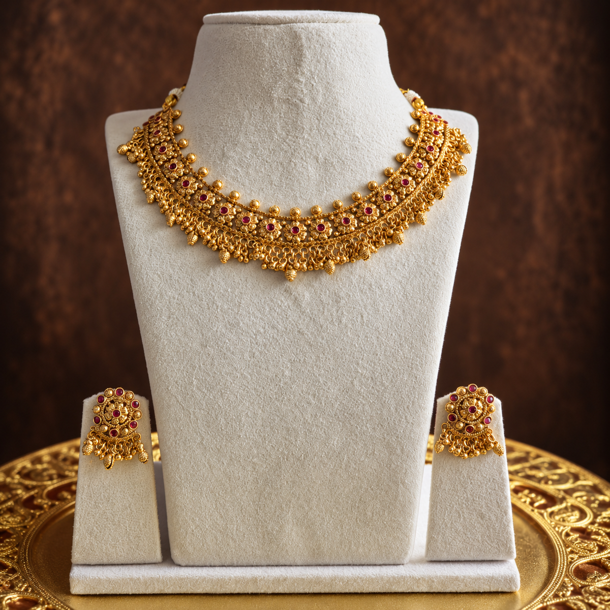 Antique Ruby Stone Necklace Set