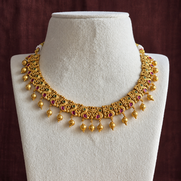 Antique Ruby Green Stone Necklace Set