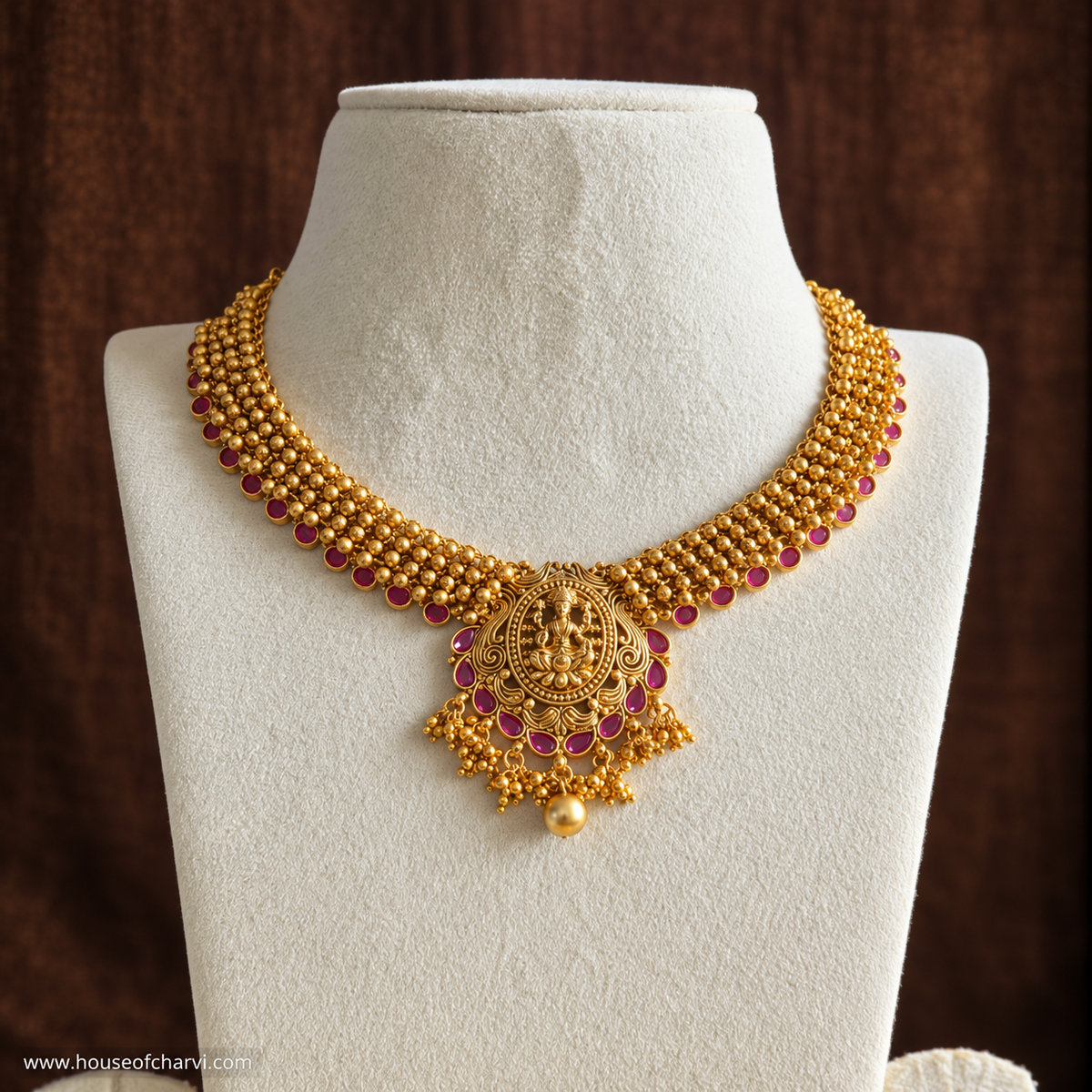 Ruby Lakshmi Temple Necklace