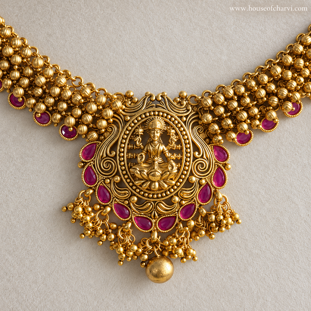 Ruby Lakshmi Temple Necklace