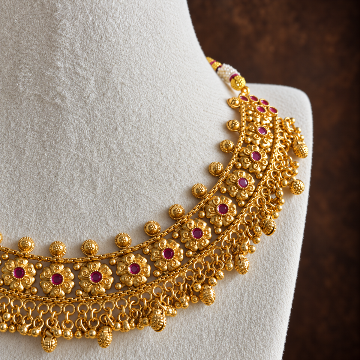 Antique Ruby Stone Necklace Set
