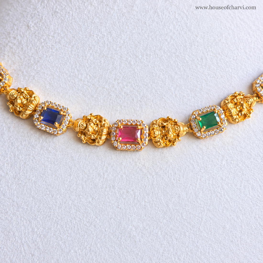 Lakshmi with Multicolour Stone Necklace Set