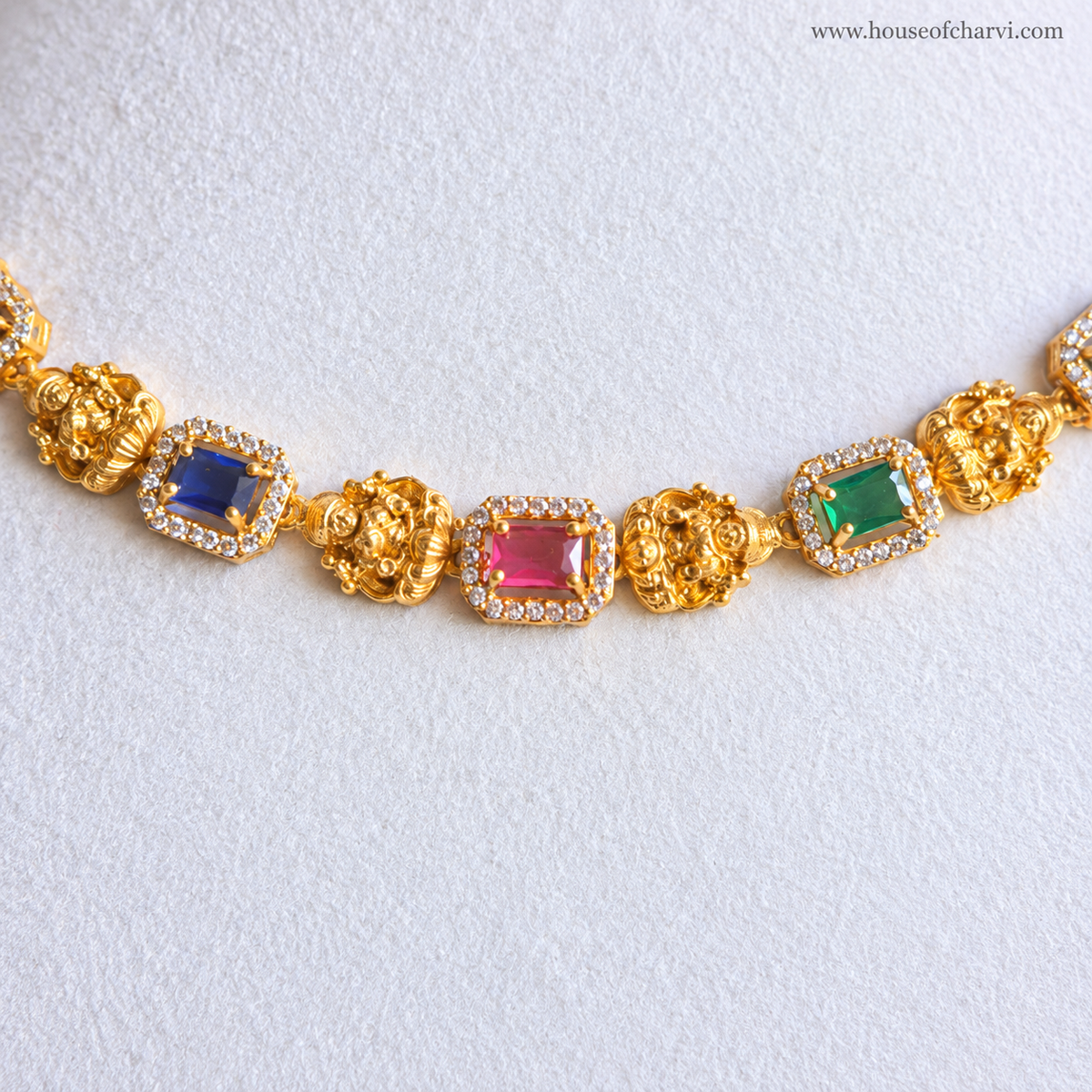 Lakshmi with Multicolour Stone Necklace Set