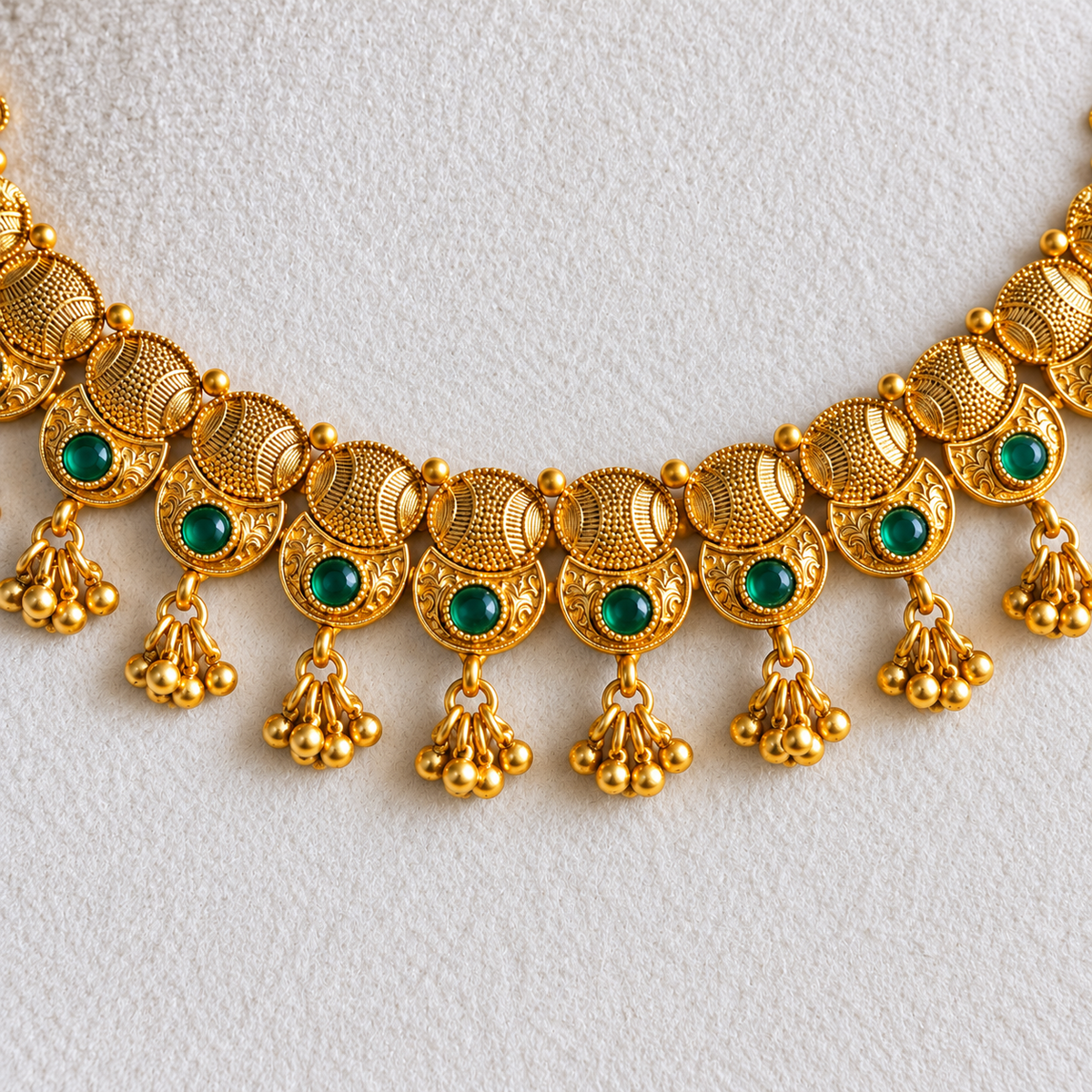 Traditional Green Kemp Coin Necklace Set