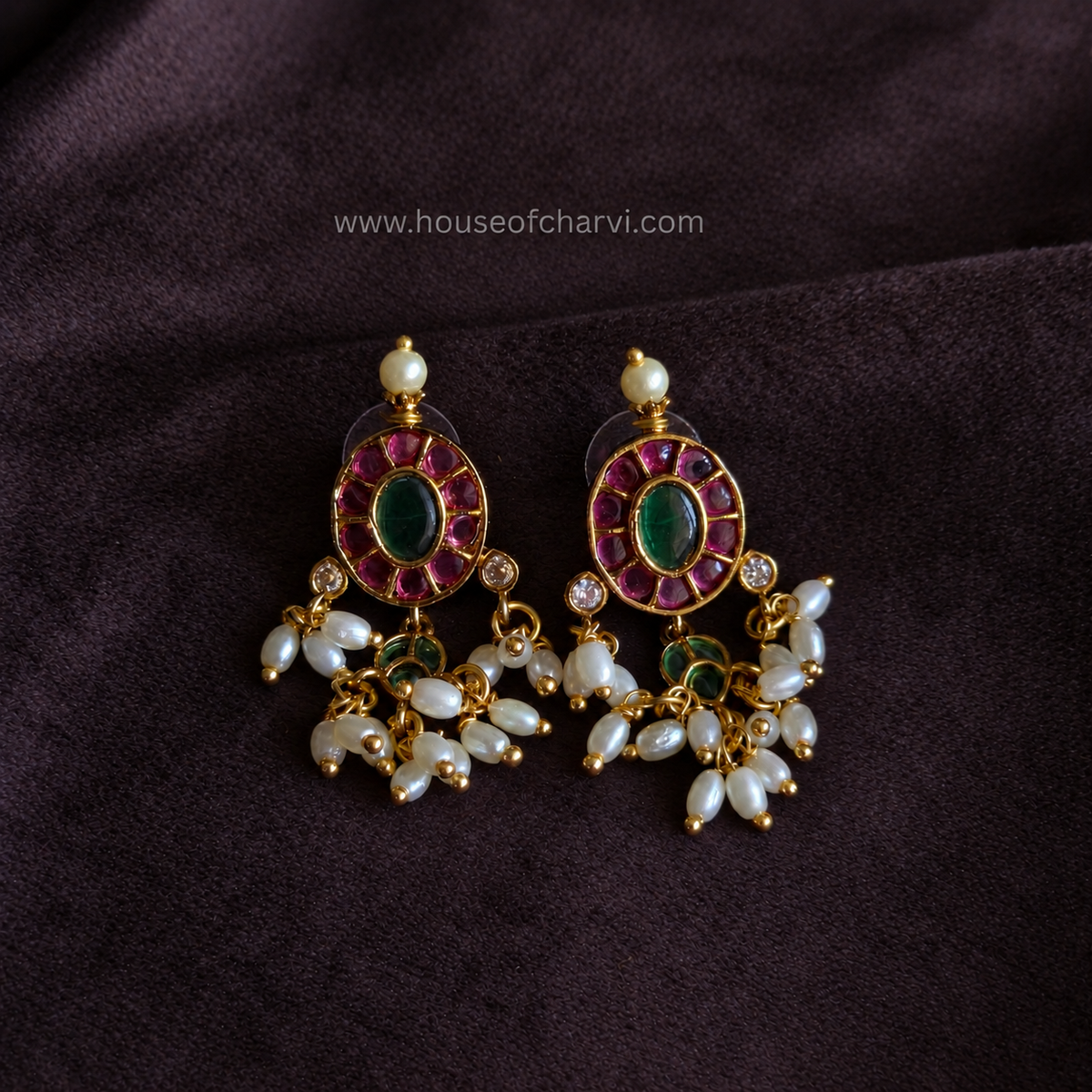 Ruby Green Kundan Necklace Set