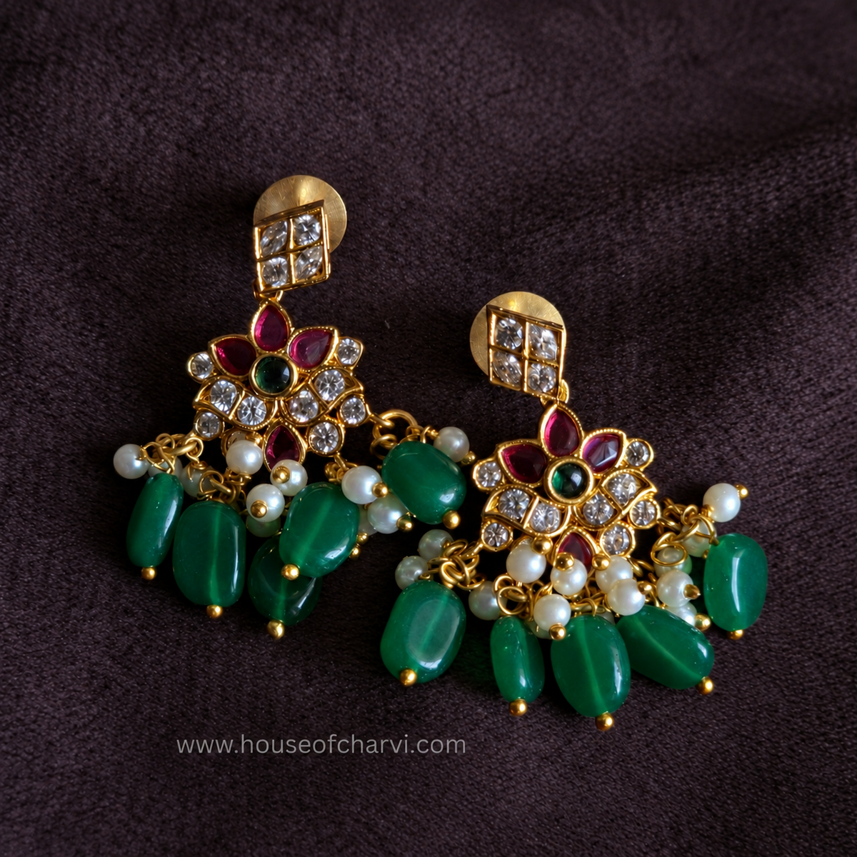 Ruby Green Necklace Set