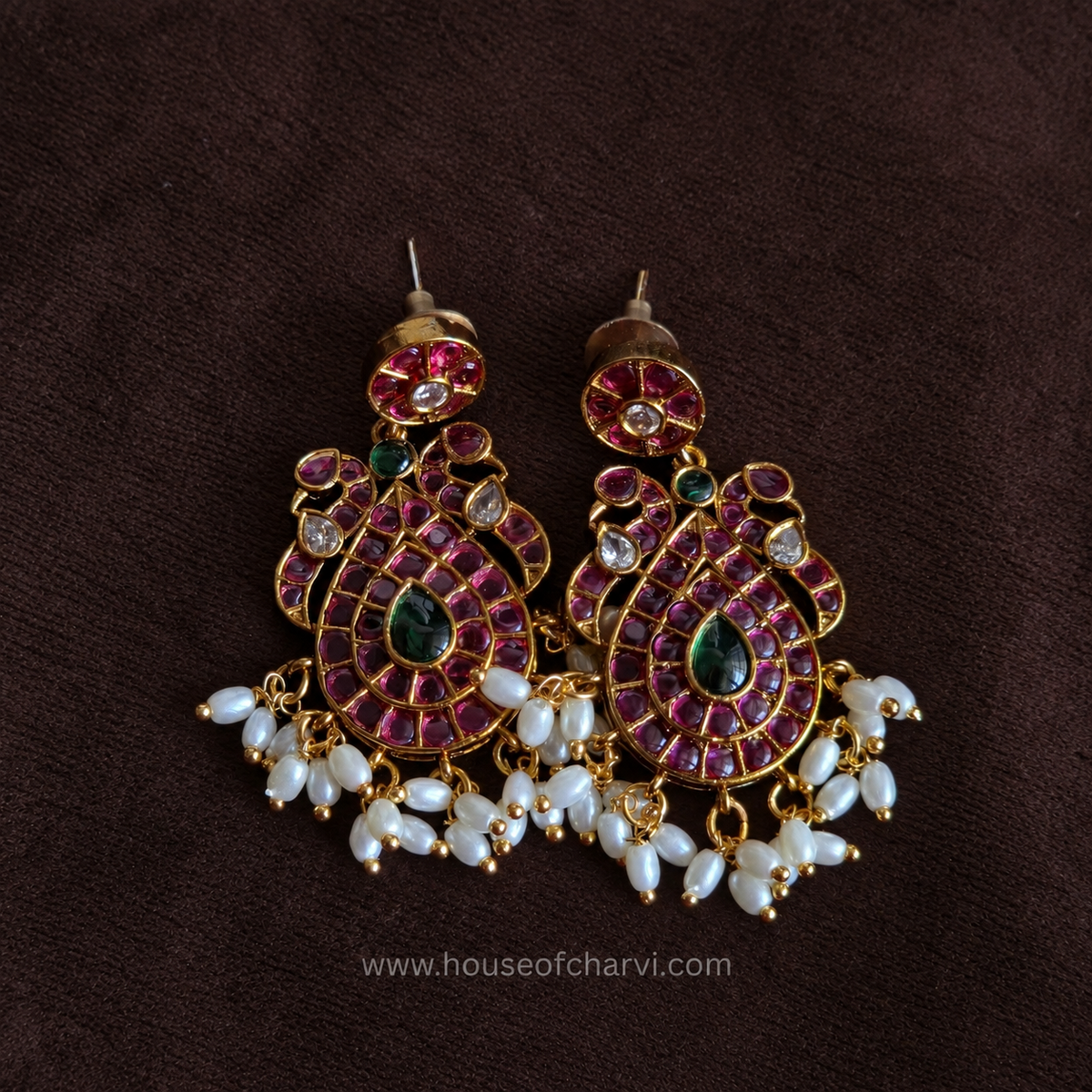 Ruby Green Peacock Necklace Set