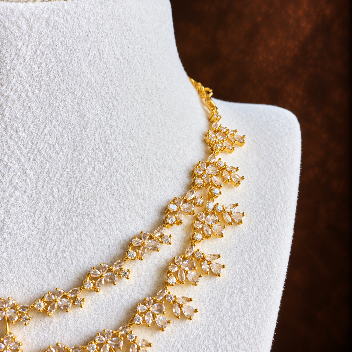 Double-Layer CZ Necklace Set