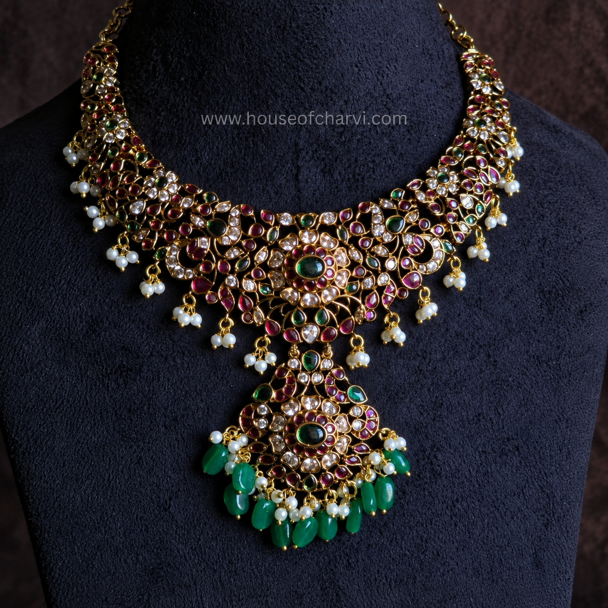 Ruby Green Necklace Set