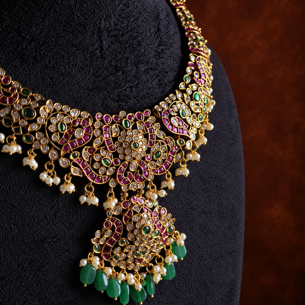 Antique Ruby Floral Choker Set