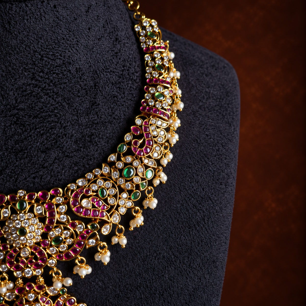 Antique Ruby Floral Choker Set