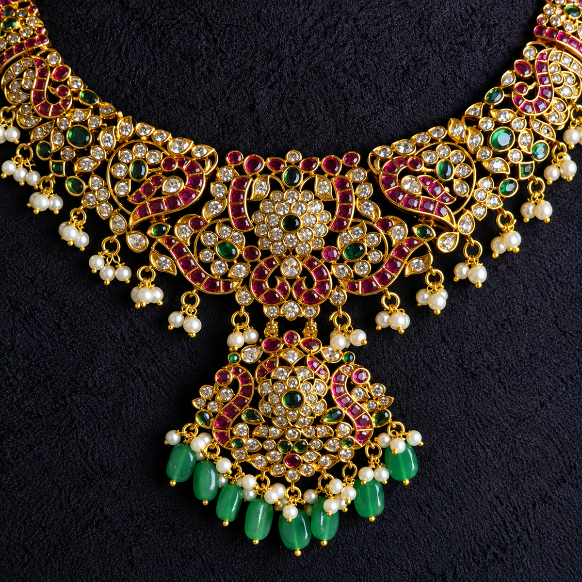 Antique Ruby Floral Choker Set