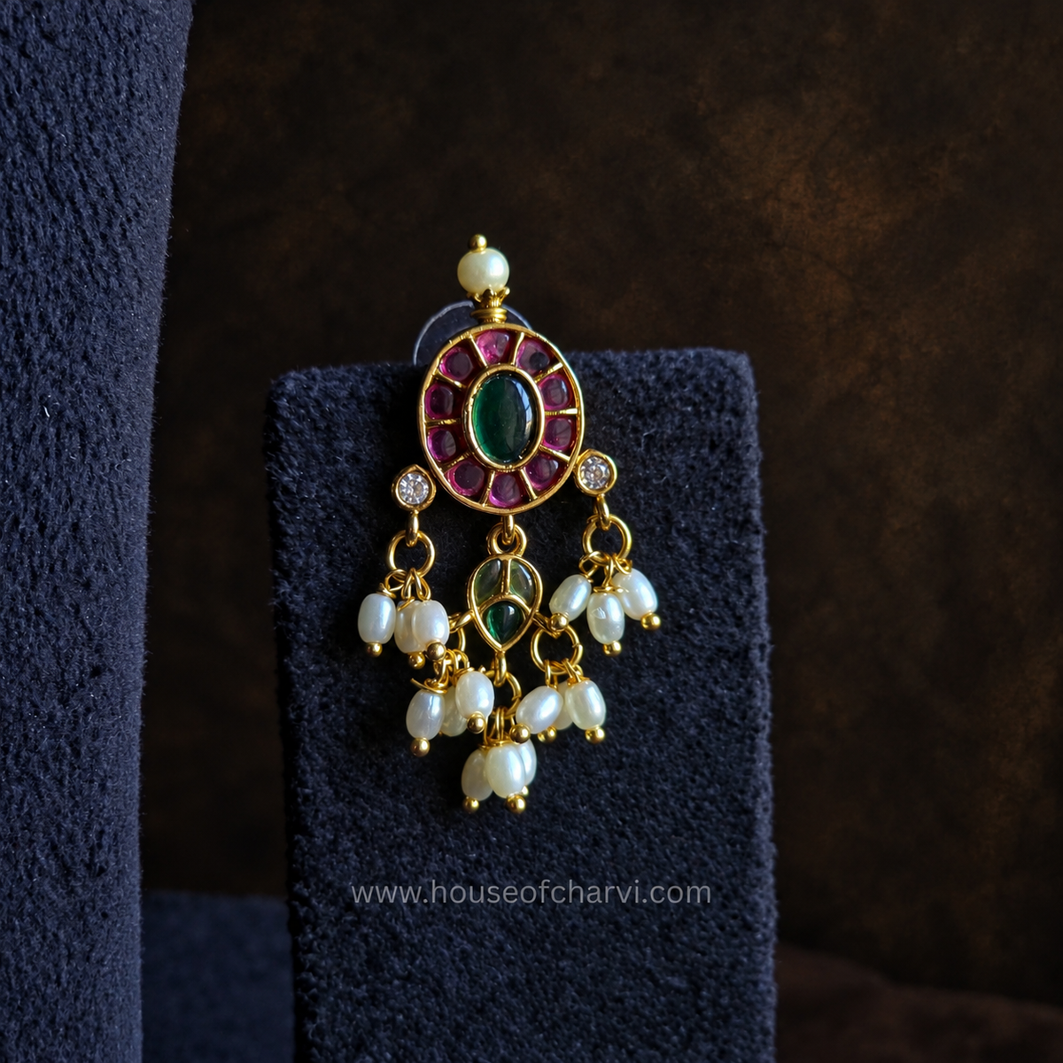 Ruby Green Kundan Necklace Set