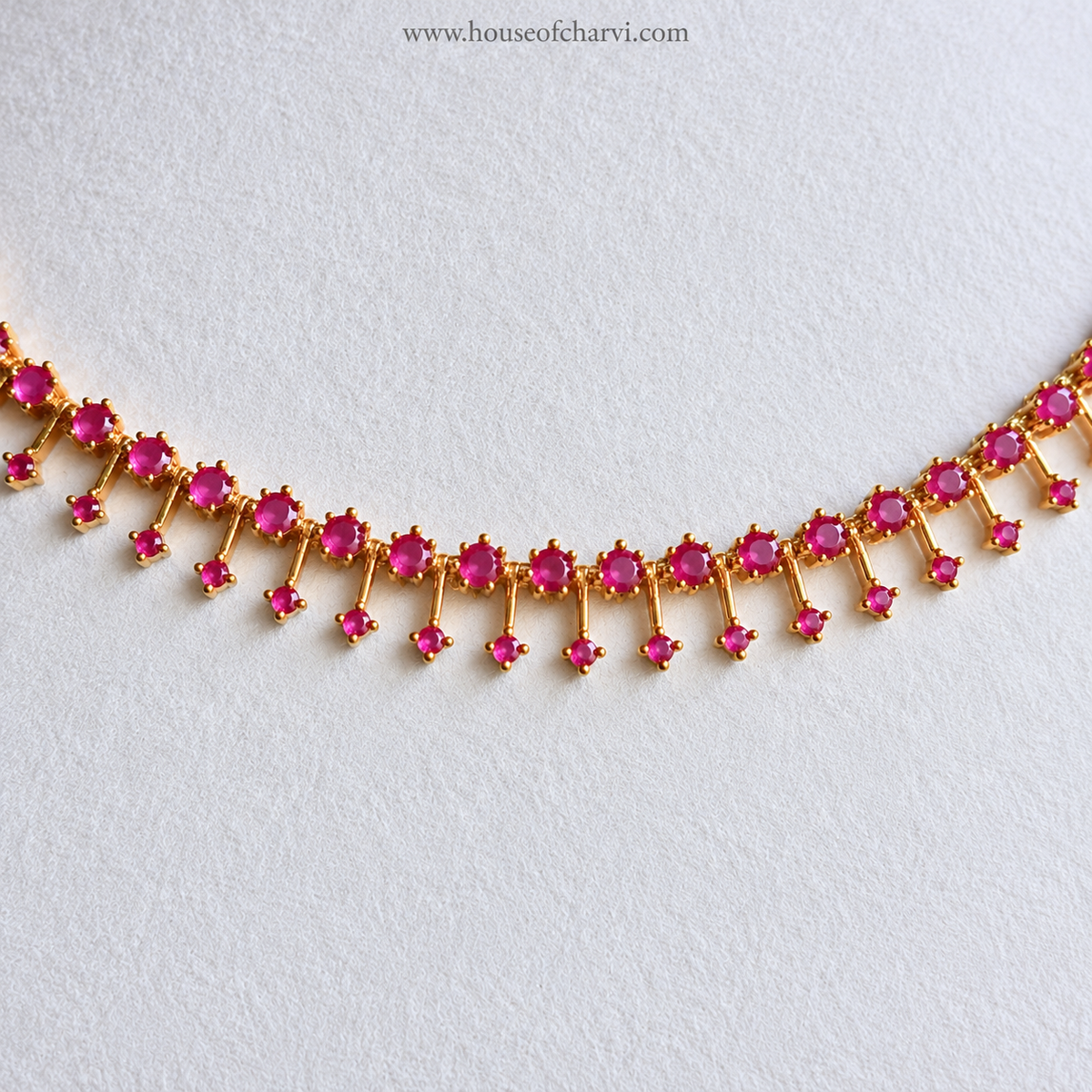 Pink CZ Tennis Necklace Set