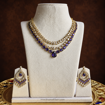 Double-Layer Purple CZ Necklace Set