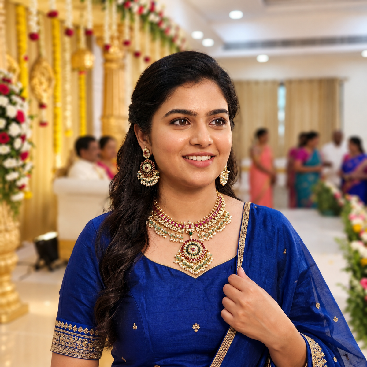 Ruby Green Kundan Necklace Set
