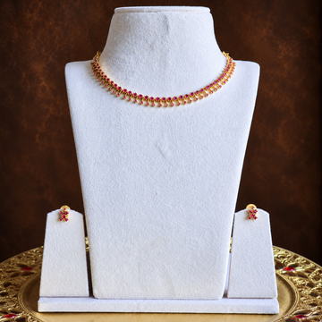 Pink CZ Tennis Necklace Set