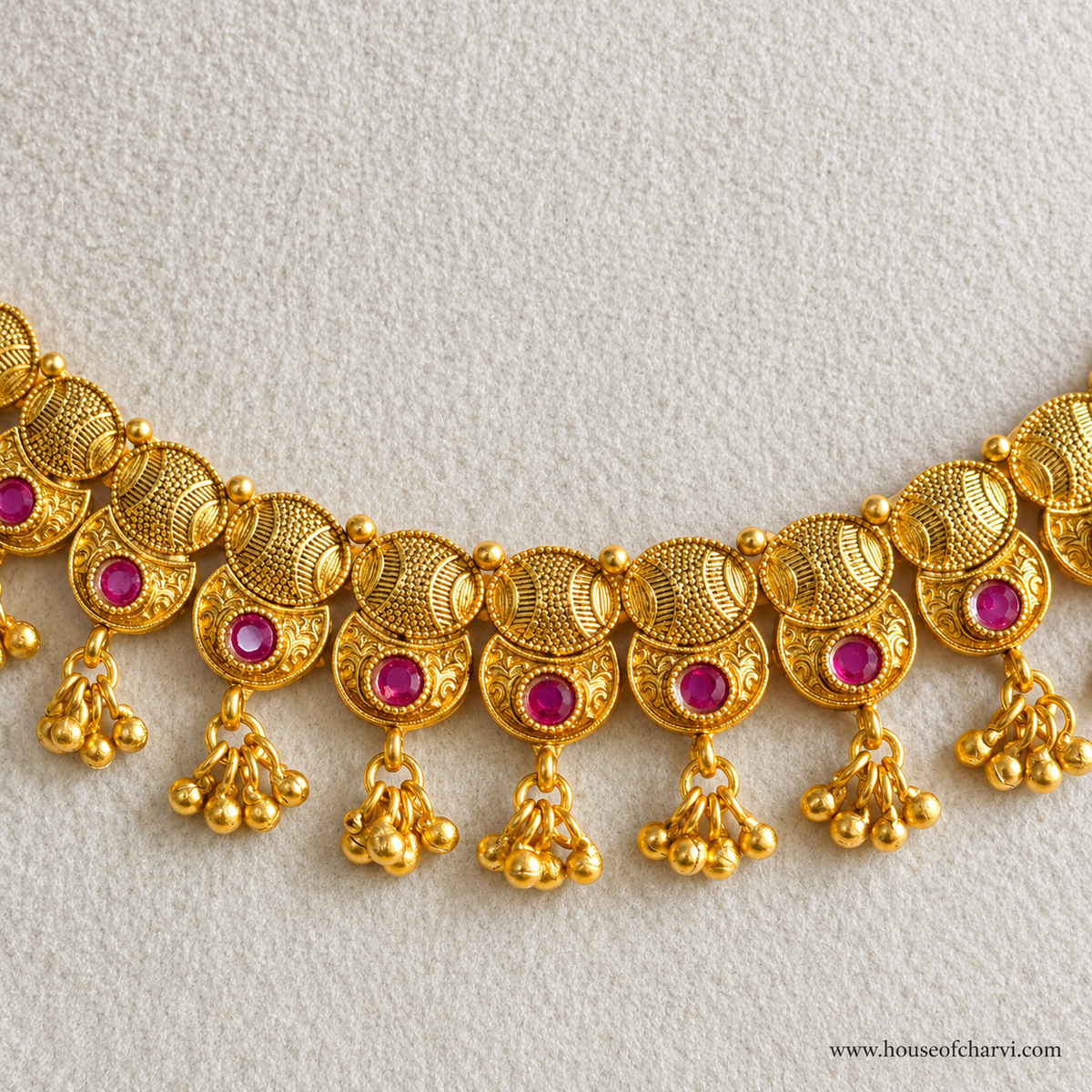 Pink Kemp Kasu Necklace set