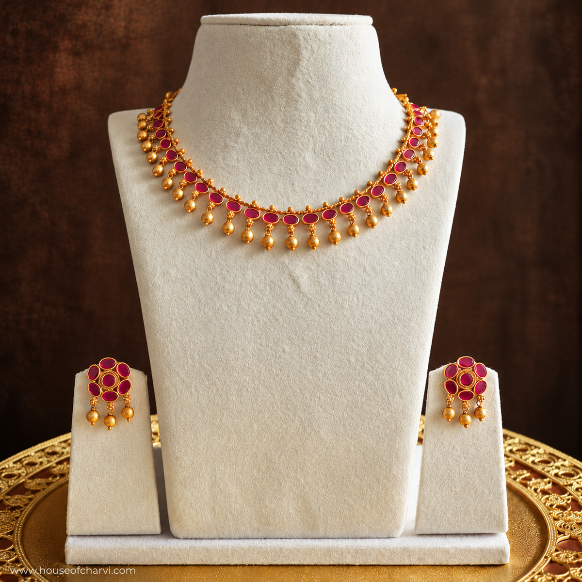Ruby Stone Necklace Set