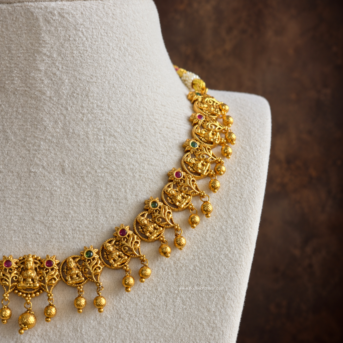 Temple Necklace Set with Jhumka Earrings