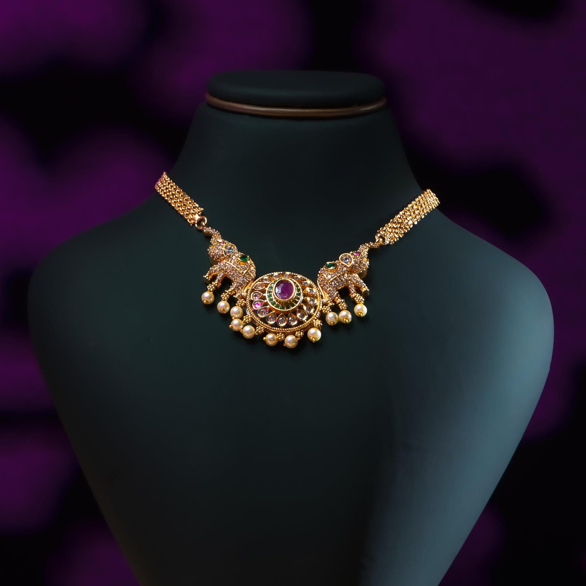 Royal Floral CZ Necklace Set