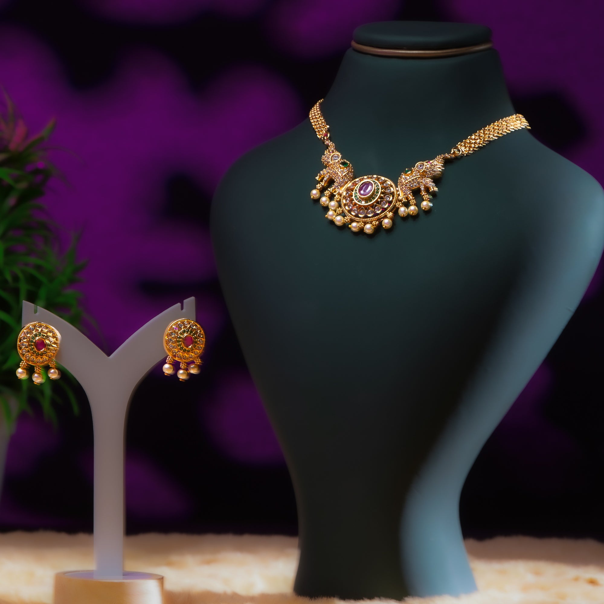 Royal Floral CZ Necklace Set