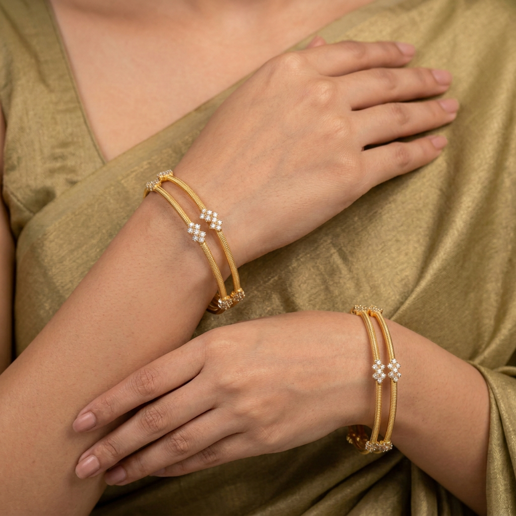 Crystal Stripe Bangles Pack Of 4