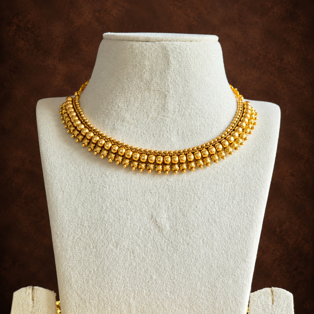 Traditional Gold Pearl Beaded Necklace Set