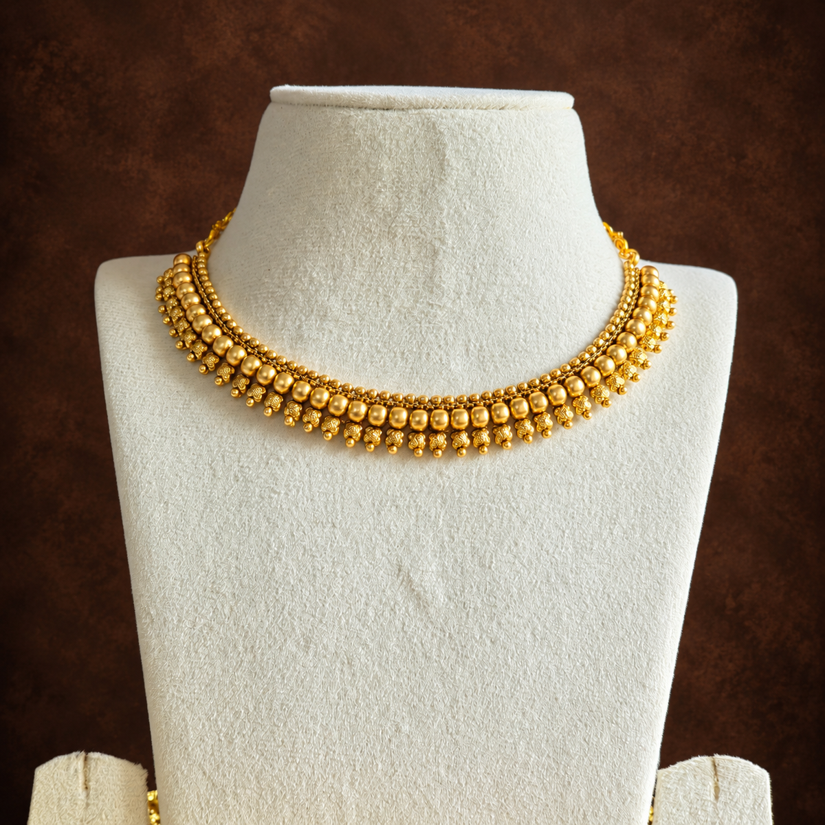 Traditional Gold Pearl Beaded Necklace Set