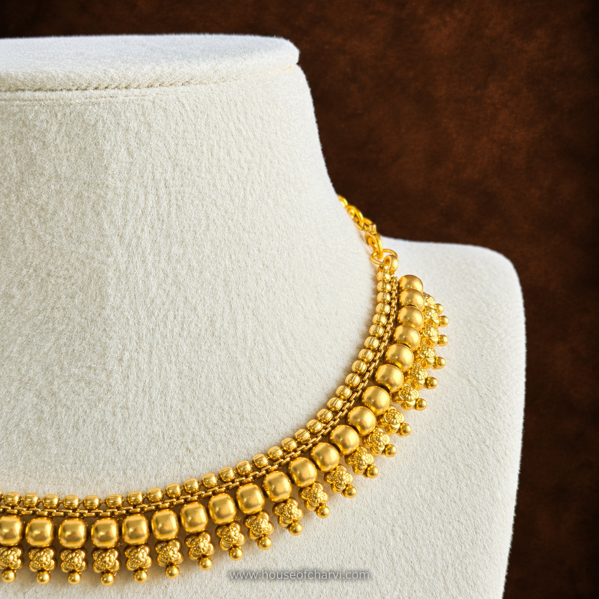 Traditional Gold Pearl Beaded Necklace Set