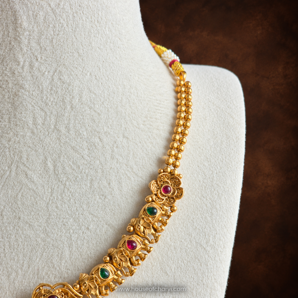 Gold Ganesha Temple Necklace Set