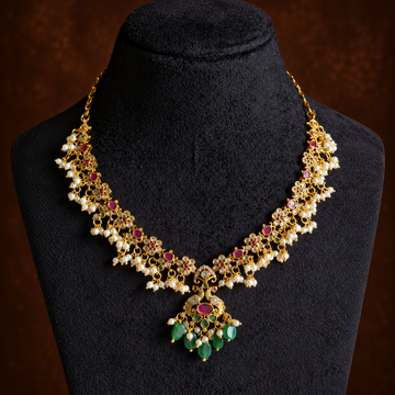 Ruby Green Pearl Necklace