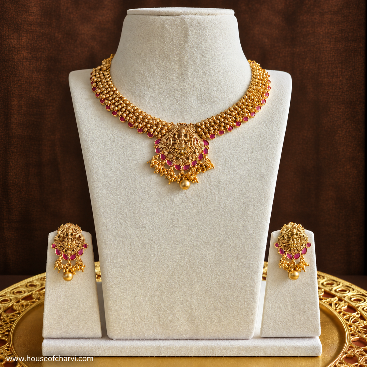 Ruby Lakshmi Temple Necklace