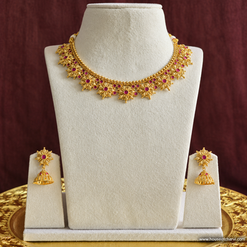 Ruby Stone Floral Necklace Set